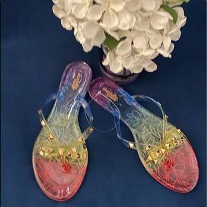 NWOT-Charlotte Russe Multi-Color Stud Flip Flops